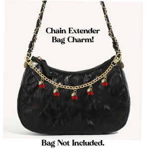 🍒 NEW! Red Cherry Chain Bag Handle Extender / Bag Charm in Gold Tone!